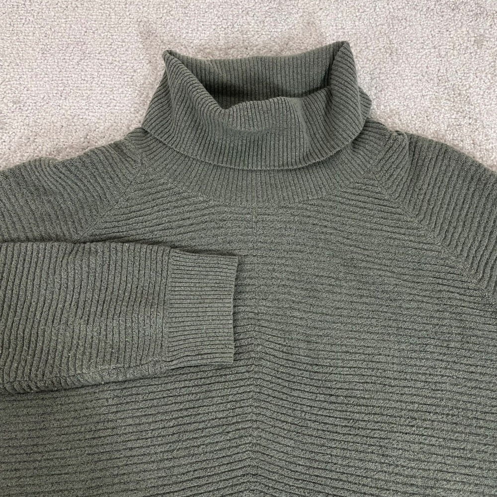Kuhl Sweater Womens Large Solace Merino Wool Blend Ribbed Turtleneck Green